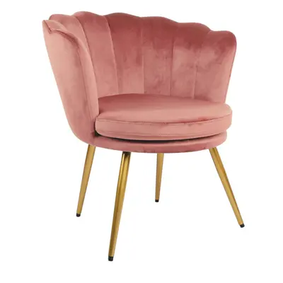 Genesis Flora Accent Chair with Petal Back Scallop Armchair in Velvet - Dusty Pink