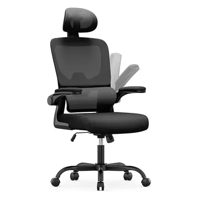 (Black, New Style) Ergonomic Office Chair With Adjustable Headrest