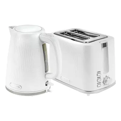 (White) Geepas 1.7L Electric Kettle & Slice Toaster Set