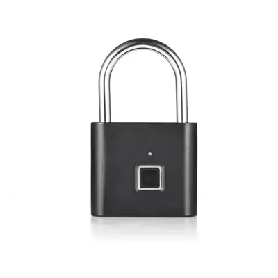 (Black) Fingerprint Lock Security Keyless Smart Padlock USB Rechargeable Digital Quick Unlock Do