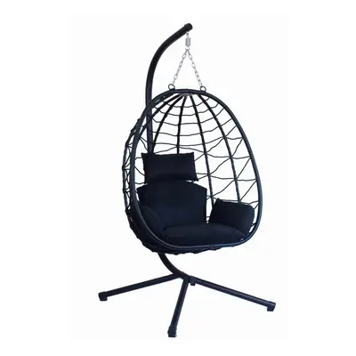 (BLACK) Neo Egg Swing Hanging Chair With Cushions