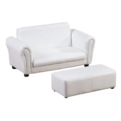 HOMCOM Kids Sofa Set Seater Armchair with Footrest for Months, White