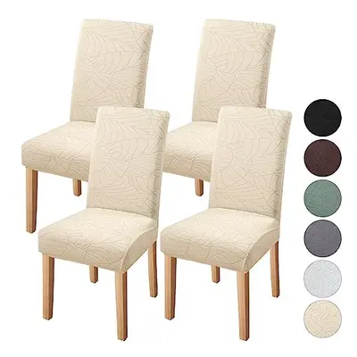 Beige Chair Covers Dining Room Chair Protector Slipcovers Set of Stretch Removable Washable Deco