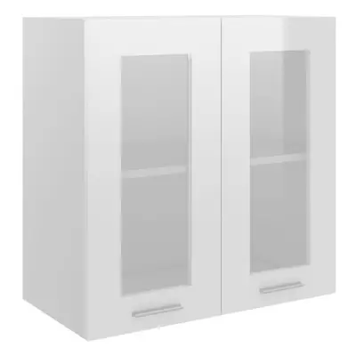 vidaXL Home Cabinet High Gloss White Engineered Wood Home Storage Organiser