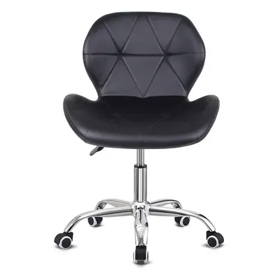 (Black) Desk chair for Home,Office Swivel Chair PU Leather Comfy Padded Red Computer Chair Adjus