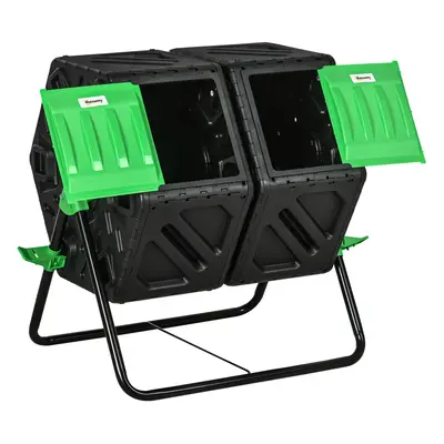 Outsunny 130L Compost Bin Dual Chamber Rotating Composter w/ Ventilation Holes