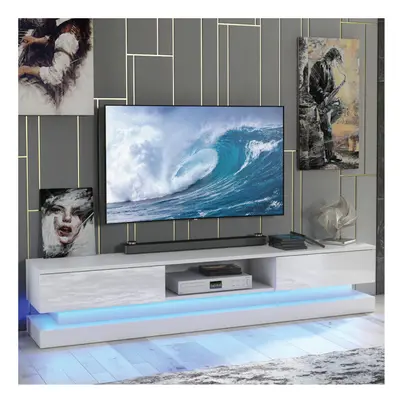 TV Unit 180cm LED Creative Furniture - White Gloss Doors