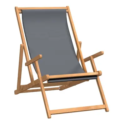 (grey, x x 87.5 cm) vidaXL Folding Beach Chair Outdoor Patio Seating Furniture Solid Teak Wood