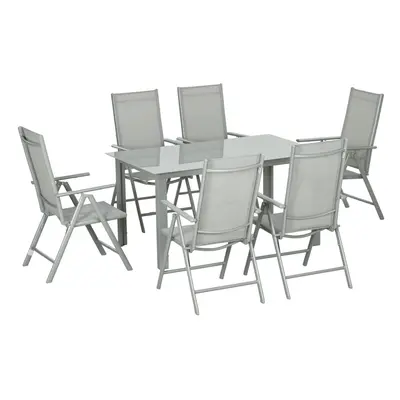 Outsunny Piece Garden Dining Set, Outdoor Table and Chair, Aluminium, Grey