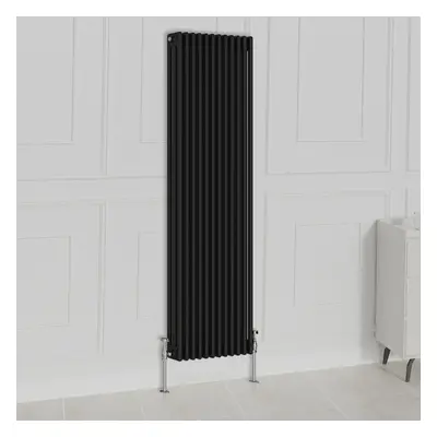 (1800x560mm-3 Column, Black) NRG Traditional Radiator Horizontal Vertical Cast Iron Style Double