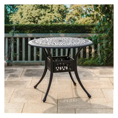 (Black) Vintage Round Cast Aluminum Garden Bistro Table