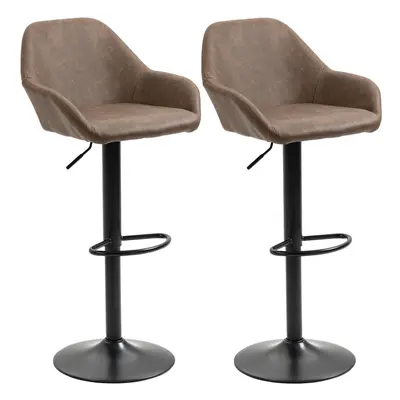 HOMCOM Adjustable Bar Stools Set of 2, Swivel Barstool W/ Footrest Dark Brown