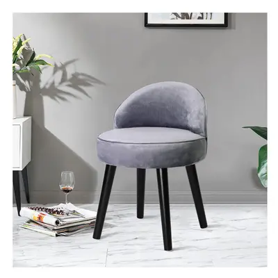 Modern Velvet Dressing Table Stool with Black Rubberwood Legs