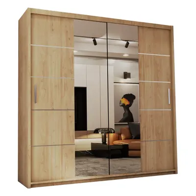 (OAK, 203) Dubna Double Mirror Sliding Door Wardrobe