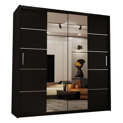 (Black, 180) Dubna Double Mirror Sliding Door Wardrobe