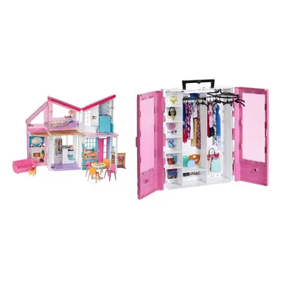 Barbie Malibu House Playset - 2-Storey House with Transforming Rooms - 25+ Furniture, Patio Fenc