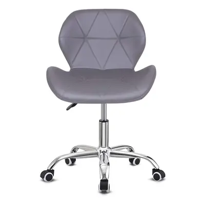 (Grey) Desk chair for Home,Office Swivel Chair PU Leather Comfy Padded Red Computer Chair Adjust