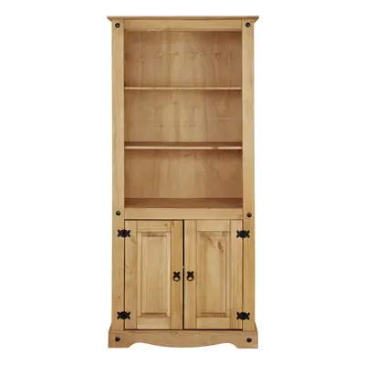 Corona Bookcase Door Display Cabinet, Solid Mexican Pine Large