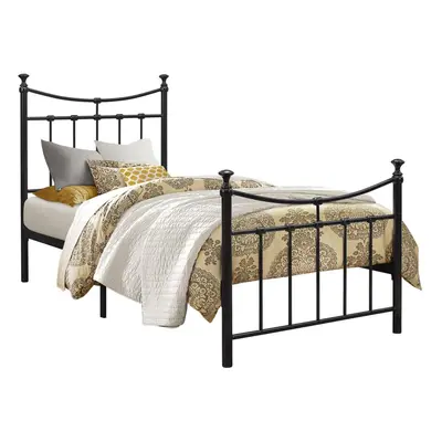 Emily 90cm 3FT Single black metal Bed Frame Bedstead with decorative finials