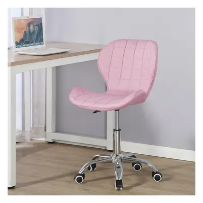 (Pink Fabric) Charles Jacobs Adjustable Swivel Chair | Office Chair With Chrome Wheels