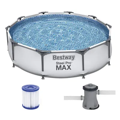 (10"X30") 10|12ft BestWay Steel Pro Frame Swimming Pool Set Round Above Ground Filter Pump