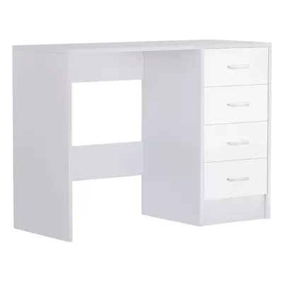 HOMCOM Computer Writing Desk with Drawers, High Gloss Home Office Workstation