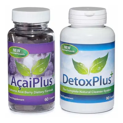 Acai Plus and Detox Plus Cleanse Combo Pack - Month Supply - Acai Berry Combo Pack - Evolution S