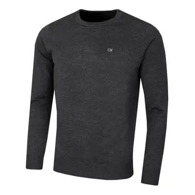 (L, Charcoal Marl) Calvin Klein Mens Crew Neck Soft Cotton Breathable Sweater