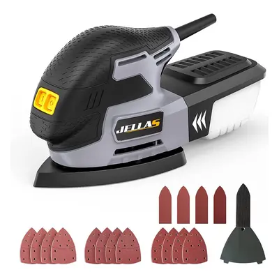 JELLAS Detail Mouse Sander, 220W Compact Sander Machine for Wood, 13,000 RPM Sanders with Dust C