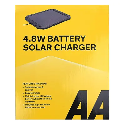 AA 12V Car Solar Battery Charger 4.8W AA1432 - For Vehicles And Caravans - Battery Connectors In