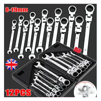 12pcs 8-19mm Flexible Ratchet Spanner Set Ratcheting Wrench Spanners