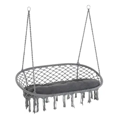 Outsunny Hanging Hammock Chair Macrame Seat for Patio Garden Yard Dark Grey