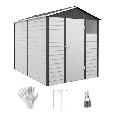 Outsunny 9'x6' Galvanised Metal Garden Shed Tool Storage Shed for Patio Grey