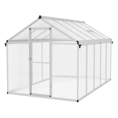 Outsunny 10x6ft Aluminium Greenhouse with/ Door Window Galvanised Base PC Panel