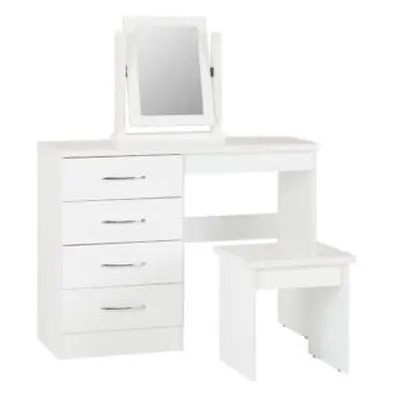 Nevada Drawer Dressing Table Set White Gloss