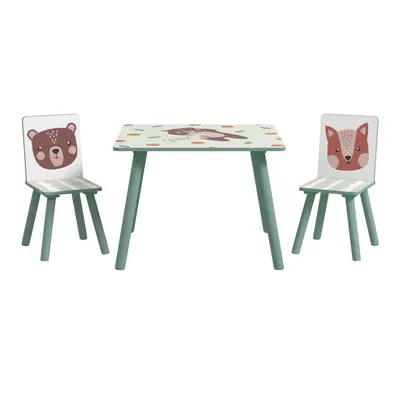 ZONEKIZ Kids Table and Chairs, Children Desk with Chairs, Green