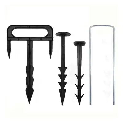 (8 inch, 500) Black Plastic Fixing Pegs for Ground Cover/Mulch & Landscaping Fabric