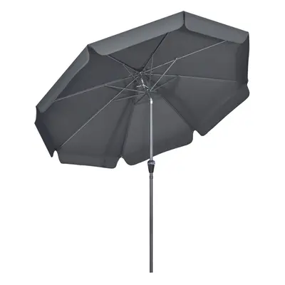 Outsunny 2.7m Patio Umbrella Garden Parasol with Crank, Ruffles, Ribs, Black