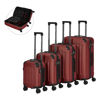 AREBOS Travel Suitcase Set Hard Case Trolley Suitcase Set S-M-L-XL Set Red