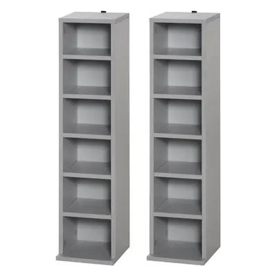 HOMCOM Set of CD Storage Units with Adjustable Shelves Grey