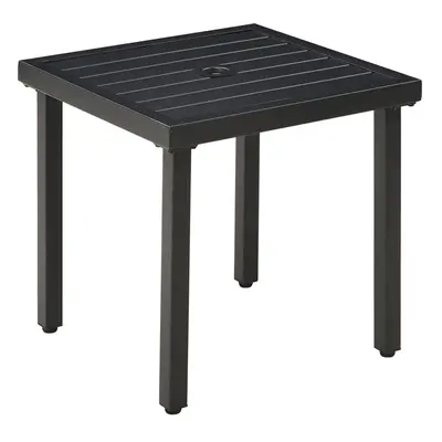 Outsunny Garden Side Table Coffee Table with Umbrella Hole for Patio Balcony