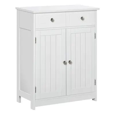 kleankin Bathroom Floor Storage Cabinet with Drawers Door, White