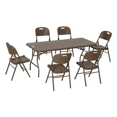 Outsuny HDPE Molding Design Resin Rattan Dining Set, Foldable Table & Chairs