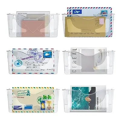 6 Pocket Landscape A4 Clear Acrylic Hanging Wall File Holder Mail Organiser Magazine Storage,Pac