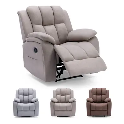 (Grey) Brookline Technology Fabric Manual Recliner Chair