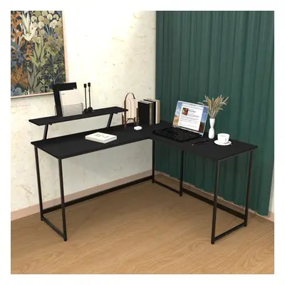 (Black) Computer Desk with Self Corner Desk Work Table