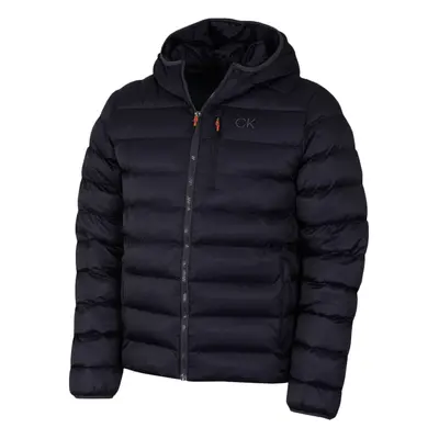 (L, Navy/Navy) Calvin Klein Mens San Gabriel Woven Jacquard Padded Jacket