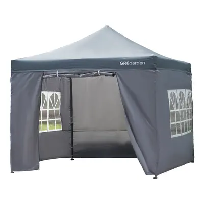 Commercial Grade Grey Pop Up Gazebo Waterproof Heavy Duty Tent 3x3m