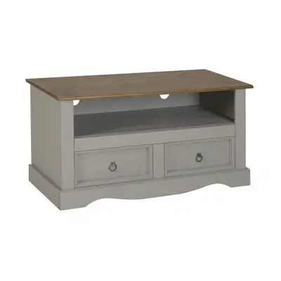 Corona Grey Wax Flat Screen TV Unit Solid Pine Furniture