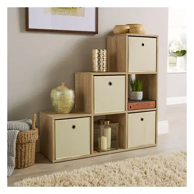 Step Style Storage Cube Shelf Bookcase Wooden Display Staircase Sonoma Oak